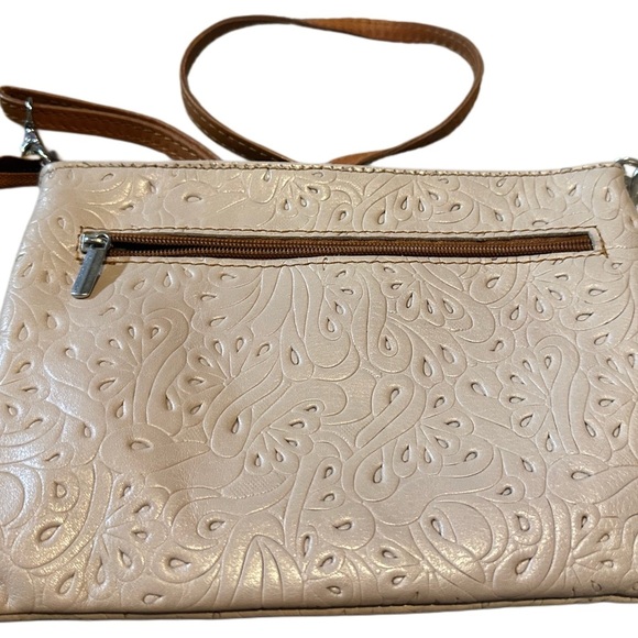 Vera Pelle Tan and Cream Crossbody Genuine Leather Bag - Picture 2 of 10